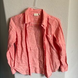 Spartina 449 Stylish Coral Button-Up Linen Shirt